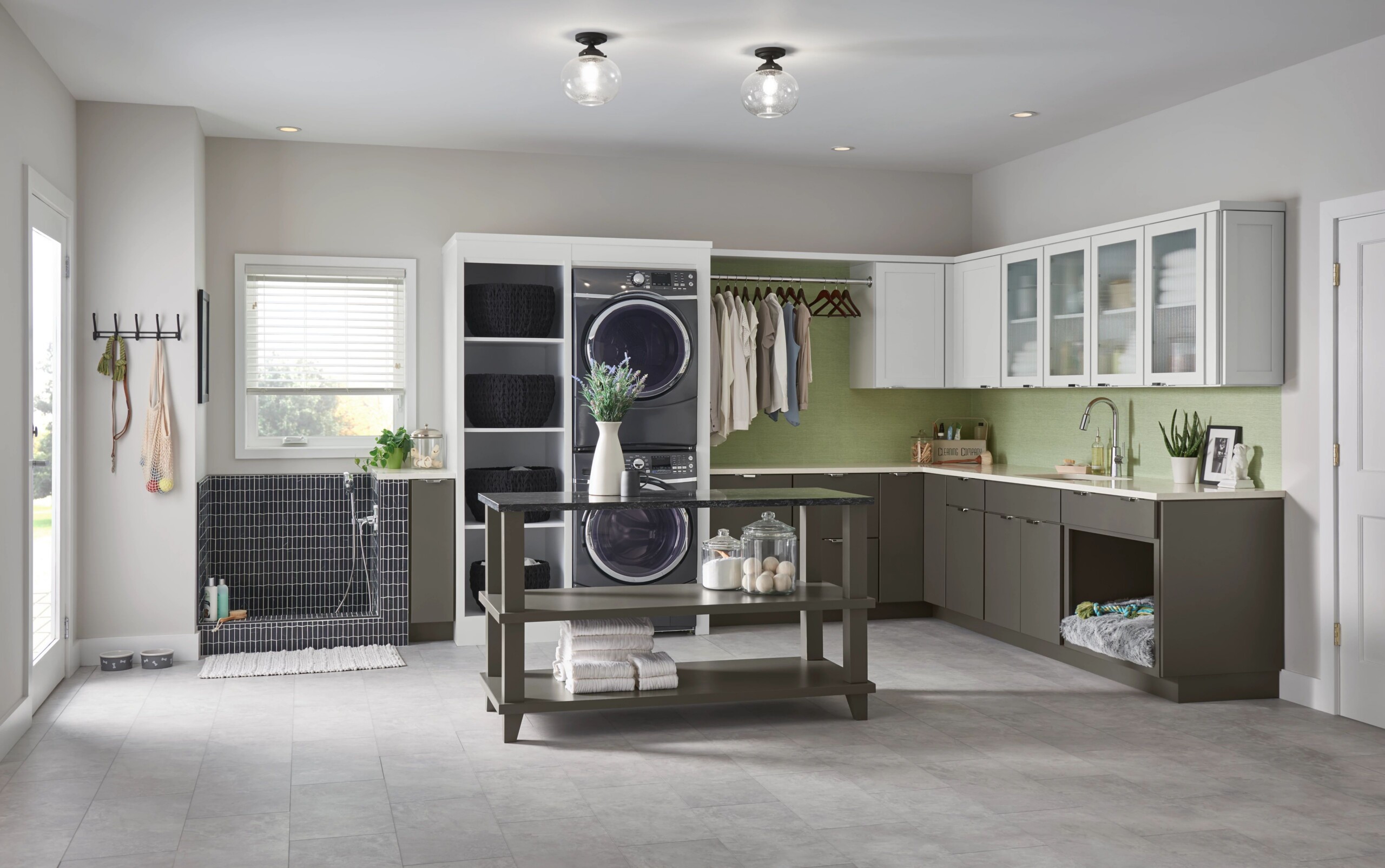 Multipurpose cabinets for a laundry room, mudroom, bathroom or home office designed with Gilcrest/Jewett